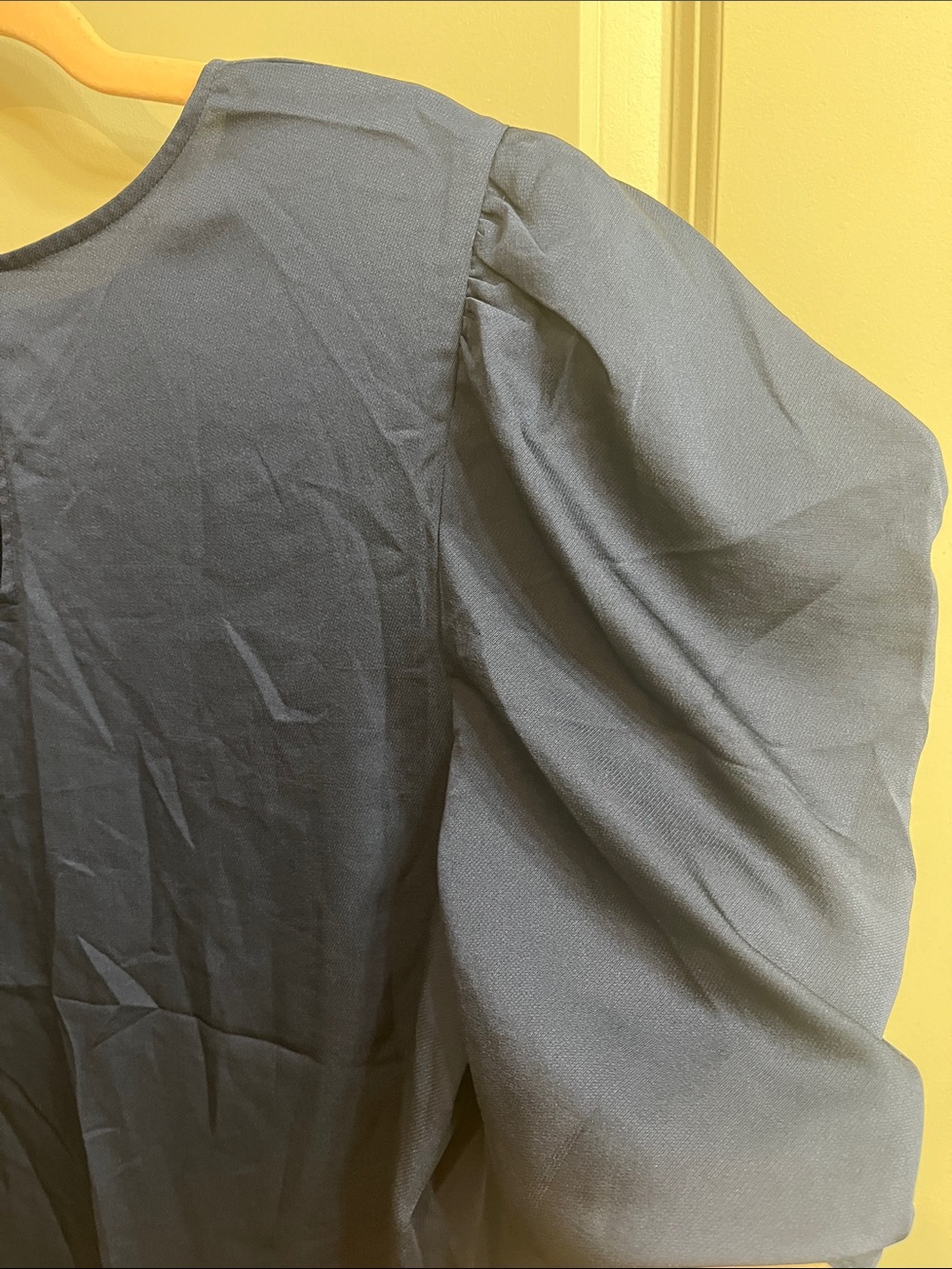 Express Navy Puff-Sleeve Blouse - Picture 10 of 15